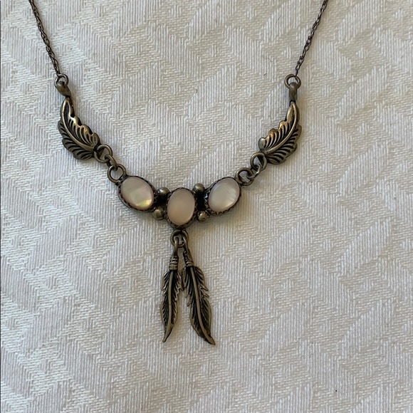 Sterling silver mother of pearl boho necklace - Picture 3 of 7